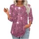 thumbnail image 1 of Heisall Womens Tops 3/4 Sleeve Round Neck Loose Casual Tshirts Striped Print Pullover, 1 of 6