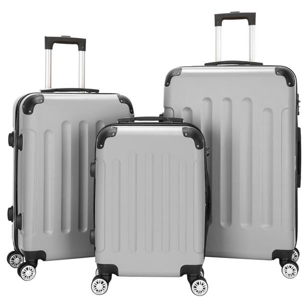 Zimtown Hardside Lightweight Spinner Gray 3 Piece Luggage Set with TSA ...