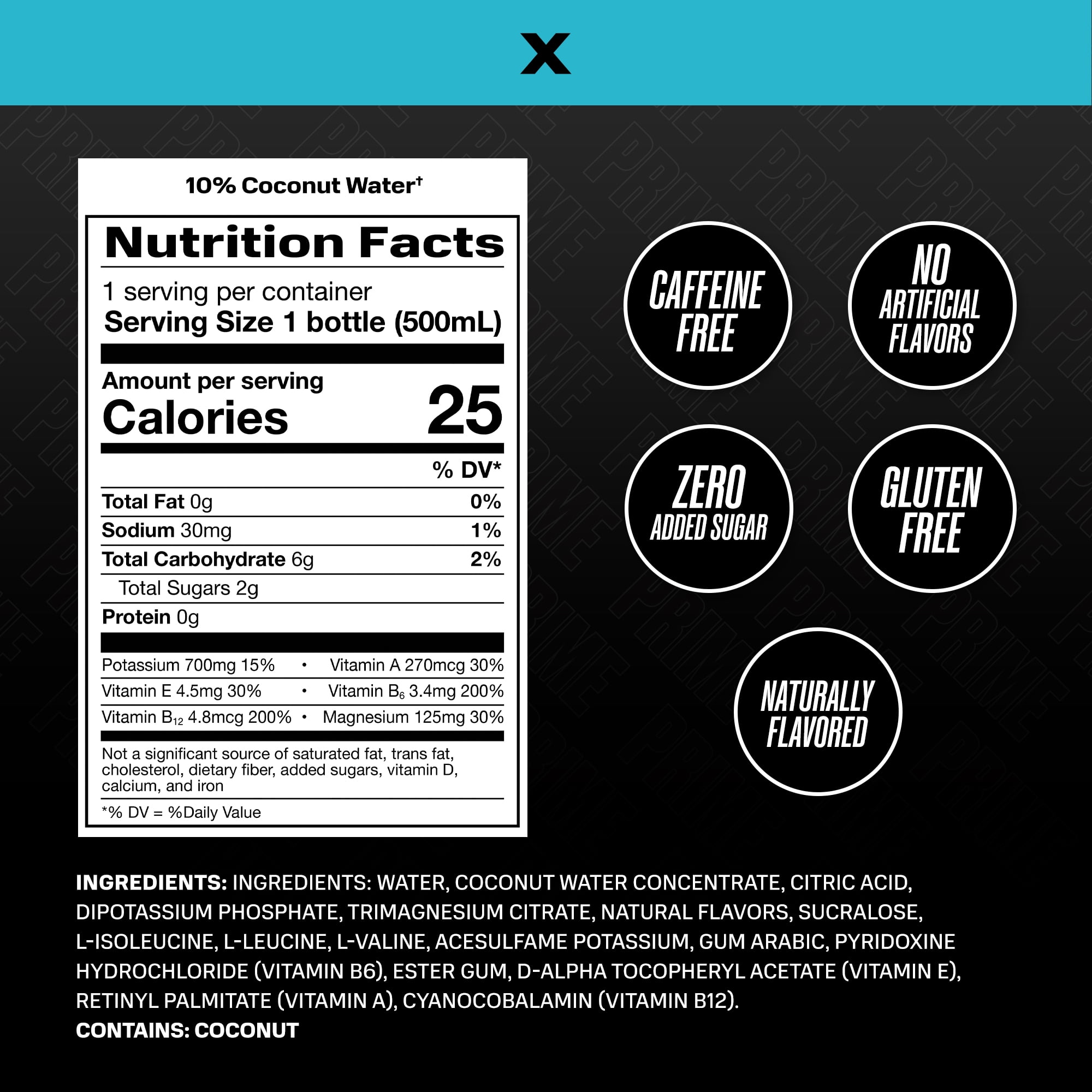 Prime Hydration Sports Drink, Prime X, 16.9 fl oz, 12 Pack, Bottles