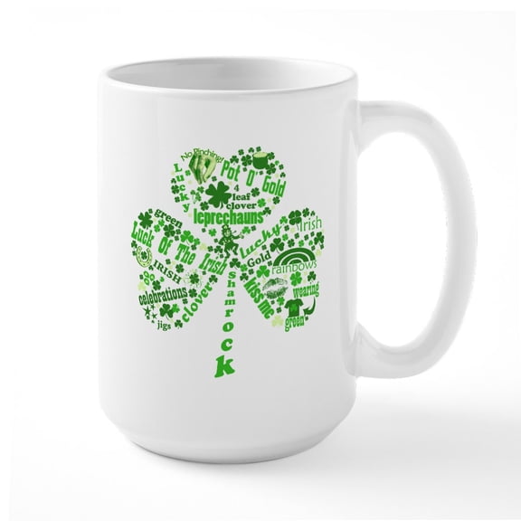CafePress - St Paddys Day Shamrock Large Mug - 15 oz Ceramic Large White Novelty Mug