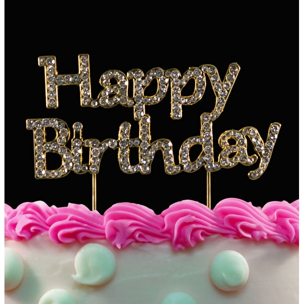 Gold Bling Happy Birthday Cake Toppers