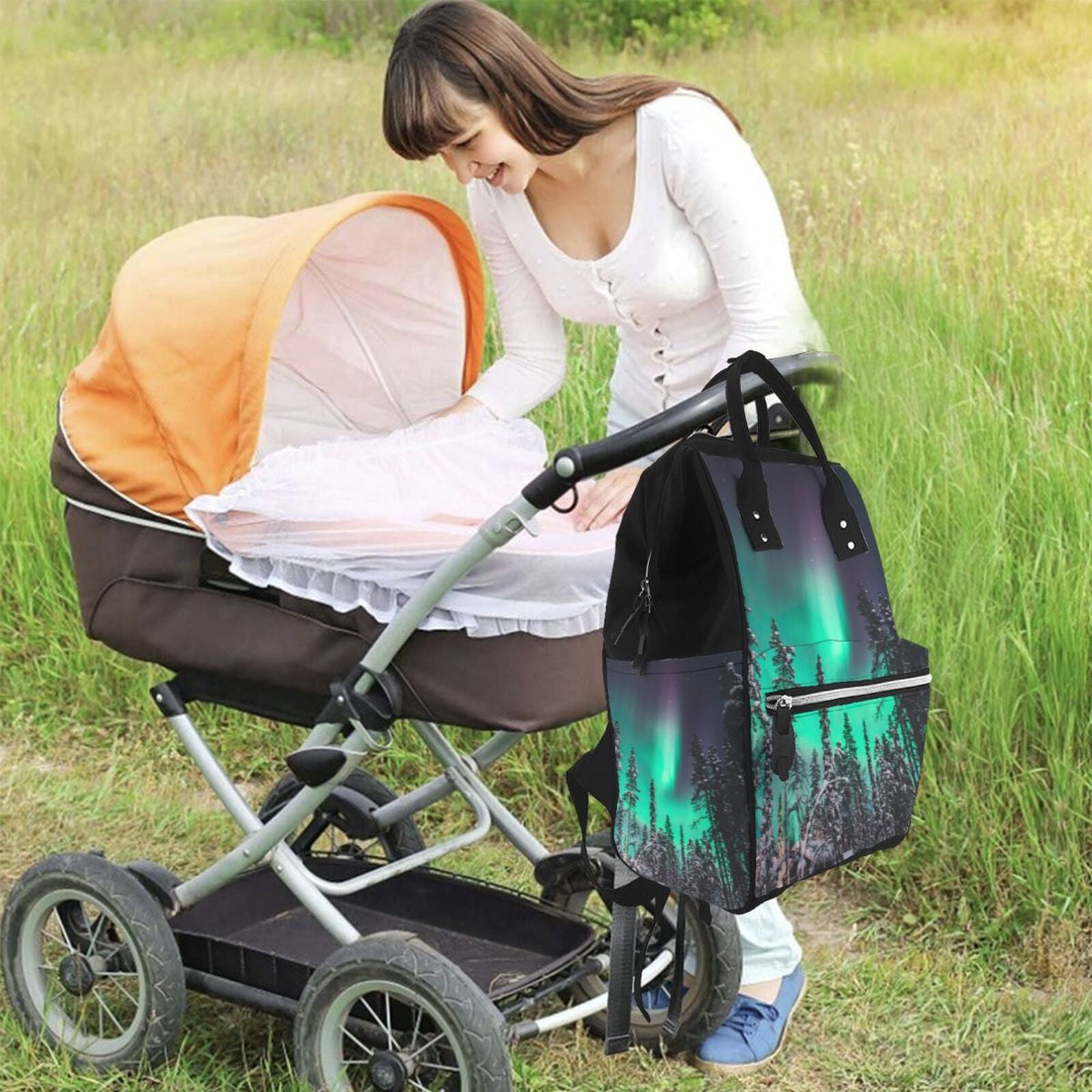 Ratiio Northern Lights 2 Mummy Backpack - Waterproof Twill Canvas, Large Capacity Diaper Bag with Multiple Pockets and Adjustable Straps