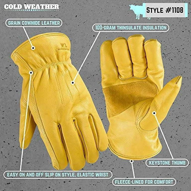 Men's Genuine Leather Non-Slip Grip Winter Gloves with Soft Acrylic Lining  MWG02