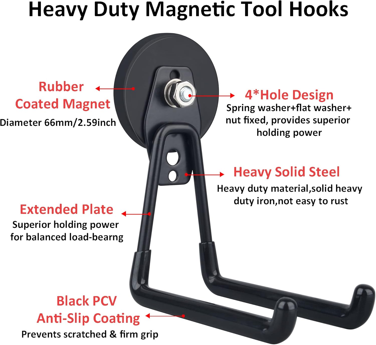 FEFEFW-Magnetic Hooks,Heavy Duty Extra Large Hooks,Power Tool Organizer for Workshop Organization, 2 Pack Tool Hooks for Cordless Drill,Garden Tool,Metal Cabinet,Steel Pegboard(Black)