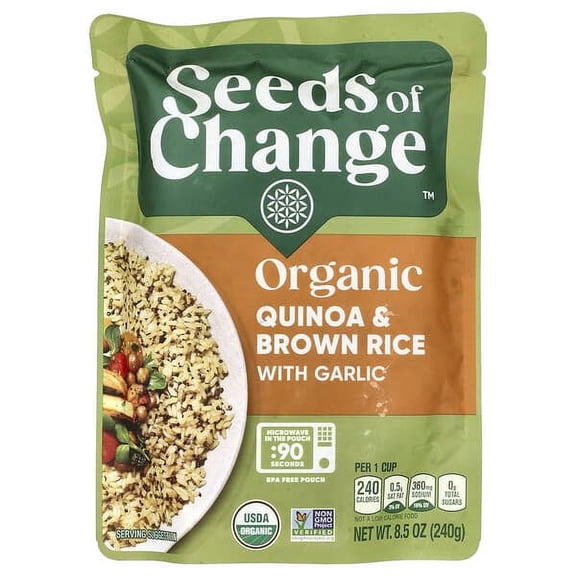 Seeds of Change, Organic Quinoa & Brown Rice With Garlic, 8.5 oz Pack of 4