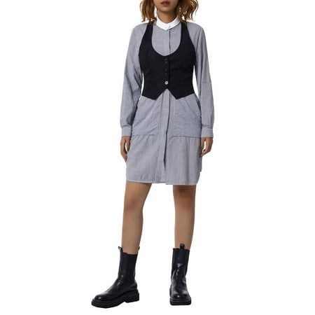 

Women Y2k Black Suit Vest Vintage Button Corset Top Aesthetic Punk Grunge Vest Trendy Dressy Waistcoat