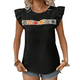 thumbnail image 1 of Blusa de Verano con Bordado Floral para Mujer, Cuello Redondo, Corta Negro XL, 1 of 10