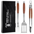 thumbnail image 1 of Juego de herramientas para asar barbacoas GRILAZ, resistentes, de madera de rosa inoxidable, 1 of 7
