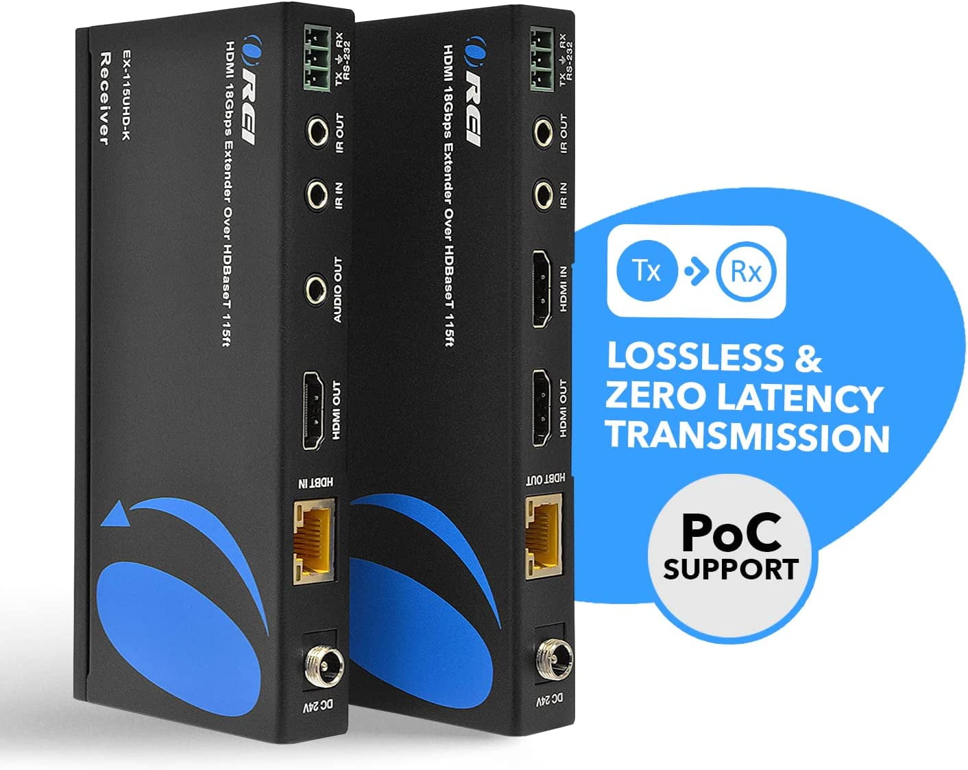 OREI HDBaseT 4K 60Hz HDMI Extender over Cat5e / 6 Ethernet LAN Cable - up to 400ft - IR, CEC, RS-232, PoC
