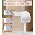 thumbnail image 4 of Espejo con luz para Maquillaje,Espejo de Doble Cara Recargable de 3000 mAh,Espejos de tocador con Soporte para Celular，Aumento de 1X/10X，Giratorio de 360°，3 ajustes de Color, Brillo Ajustable, 4 of 7