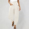 thumbnail image 2 of DHFJKG Tapered Linen Pants Women High Waisted Casual Drawstring Loose Fit Summer Harem Ankle-Tied Pants Comfortable Trousers, 2 of 4