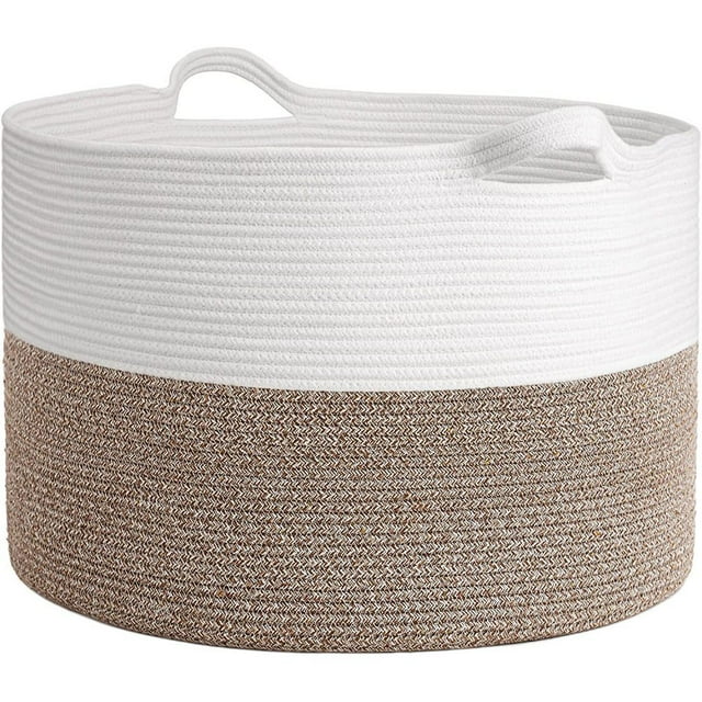 Eco-Friendly Soft Storage Basket, Decorative Baskets For Multi-Purpose Organizing, Scratch-Free Design Natural Cotton Basket With Large Capacity For Toys, Blankets, And More (55 Cm * 35 Cm)