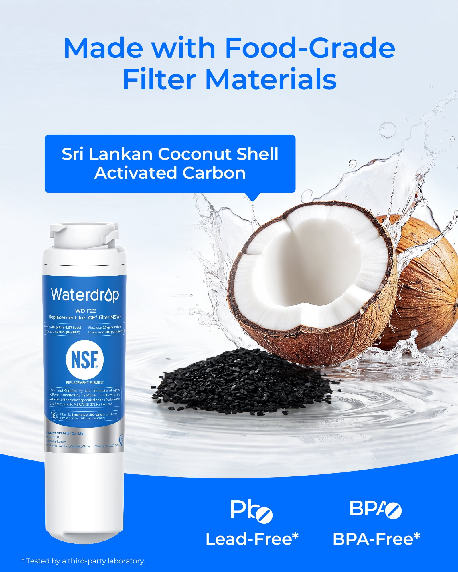 2 Pack Waterdrop MSWF Replacement for GE® MSWF 101820A Refrigerator Water Filter