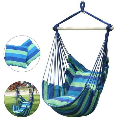 Hammock Hardware - Hammock Chair Swing for Patio, Porch, Bedroom, Backyard, Indoor or Outdoor - Includes Hanging Hardware and 2 Seat Cushions