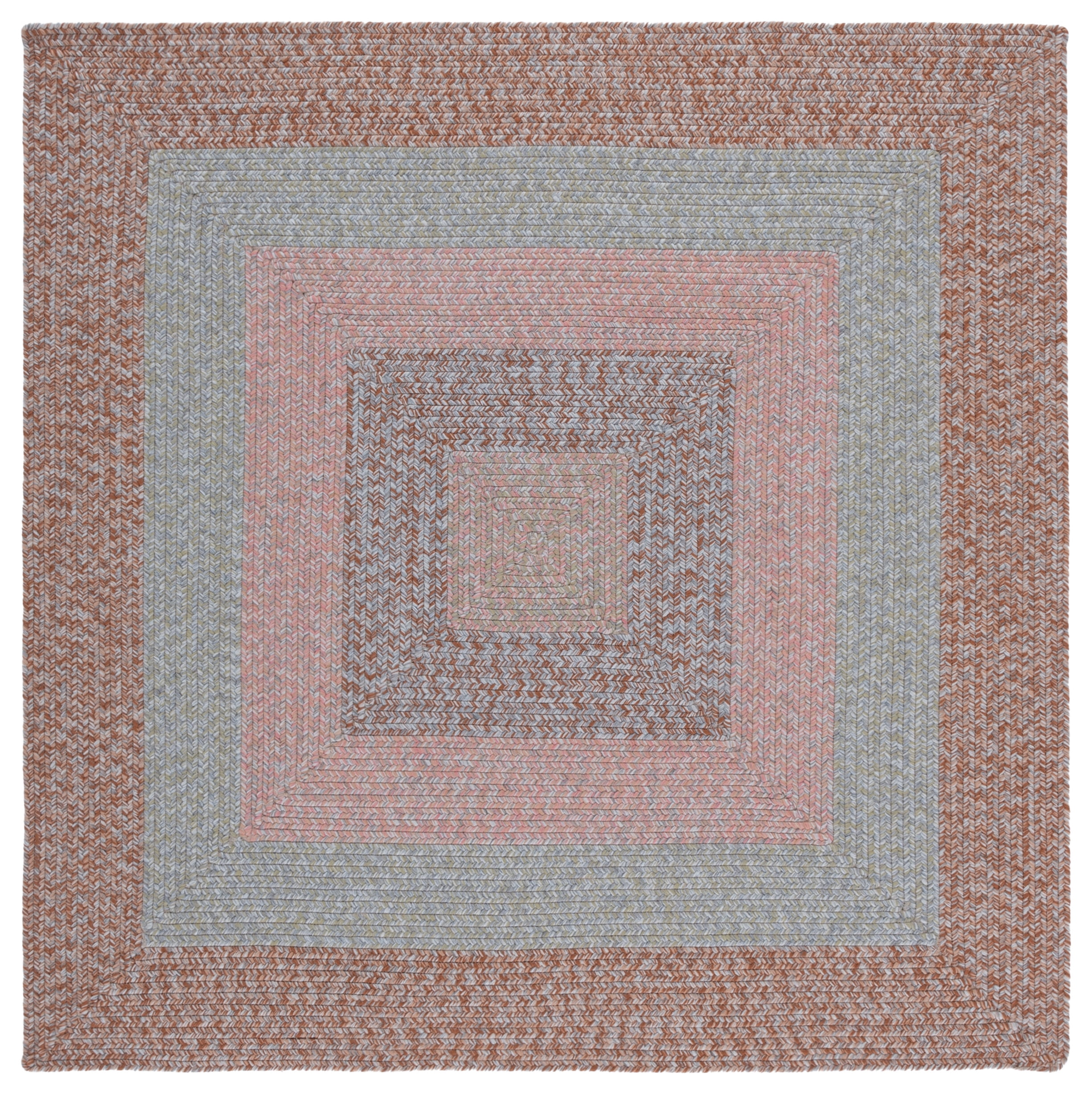 SAFAVIEH Braided Kent Geometric Machine Washable Reversible Area Rug, Brown/Gray Pink, 5' x 5' Square