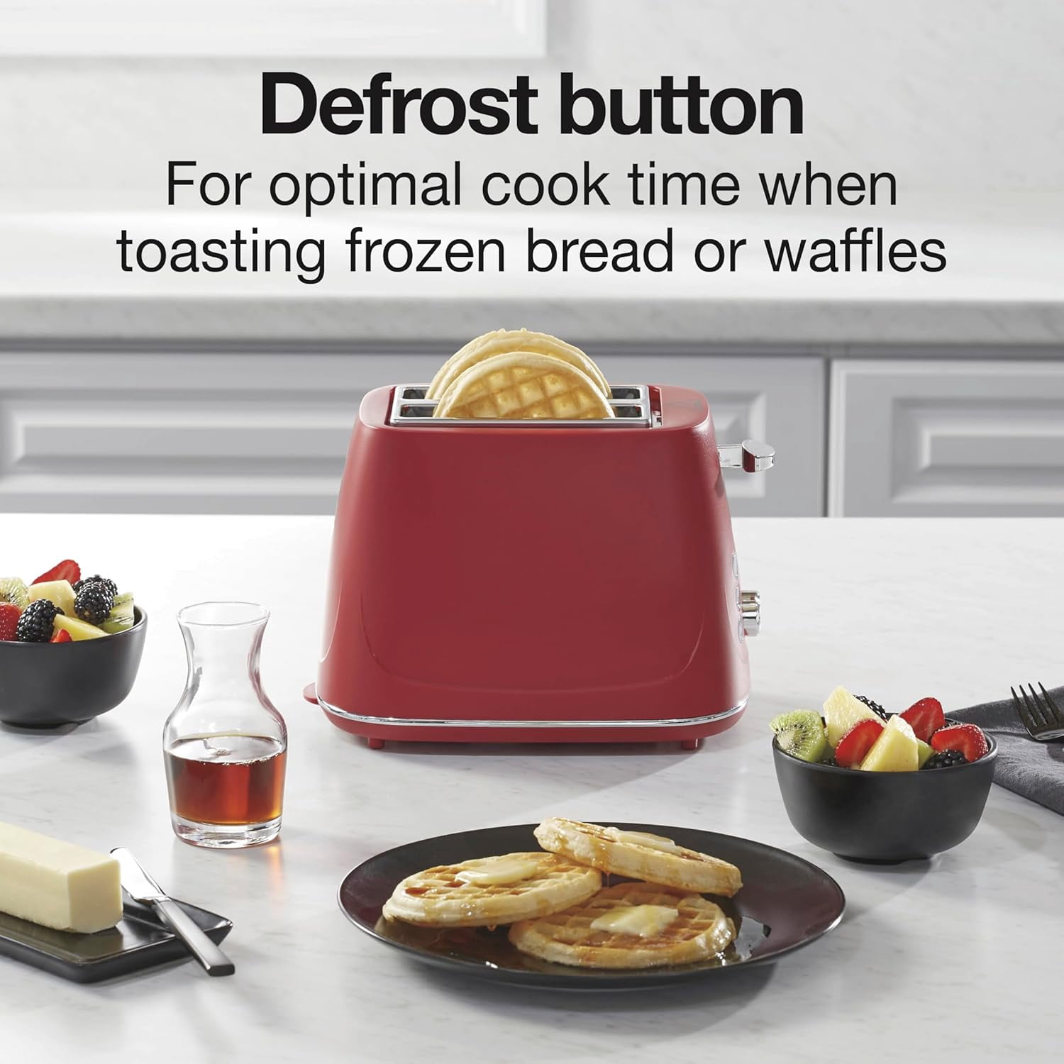 Plastic 2 Slice Toaster, Bal, Defrost & Cancel Buttons, Browning Control With 7 Shades, Auto Shutoff, Slide-Out Crumb Tray, Red (22661)