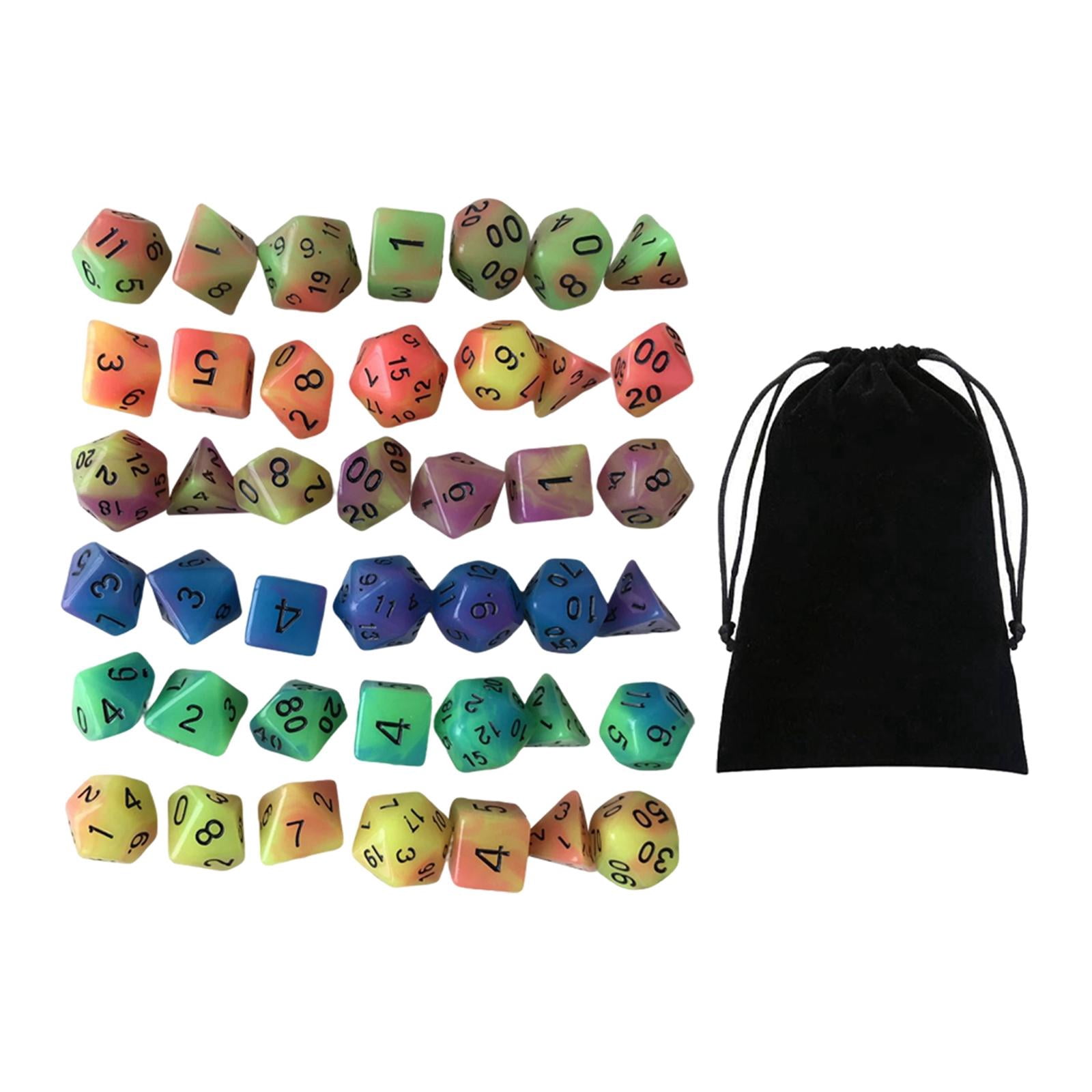 LeeQinersw Acrylic Glowing Polyhedral Dices Set Party Toys D4-D20 Glow in Dark Luminous RPG