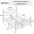 thumbnail image 3 of E-Ser Queen Size Metal Platform Bed Frame,Modern Headboard And Footboard,Adequate Under Bed Storage,No Box Spring Needed,White, 3 of 9