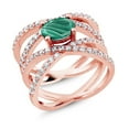thumbnail image 2 of Gem Stone King 2.93 Ct Oval Green Malachite 18K Rose Gold Plated Silver Ring (Size 6), 2 of 3