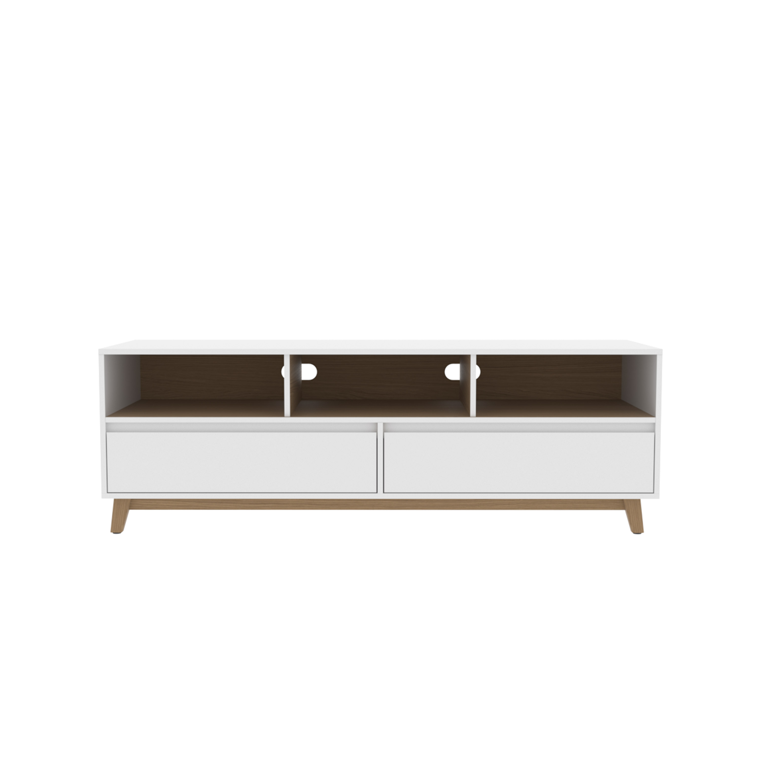 Mainstays Mid-Century TV Stand for TVs up to 70", White Finish - image 7 of 8
