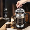 thumbnail image 2 of YMMIND Cafetera de prensa francesa de 34 onzas Prensa de café de acero inoxidable cromado, con sistema de filtro de 4 niveles, vidrio de borosilicato de espesor resistente al calor, cafetera sin BPA p, 2 of 5