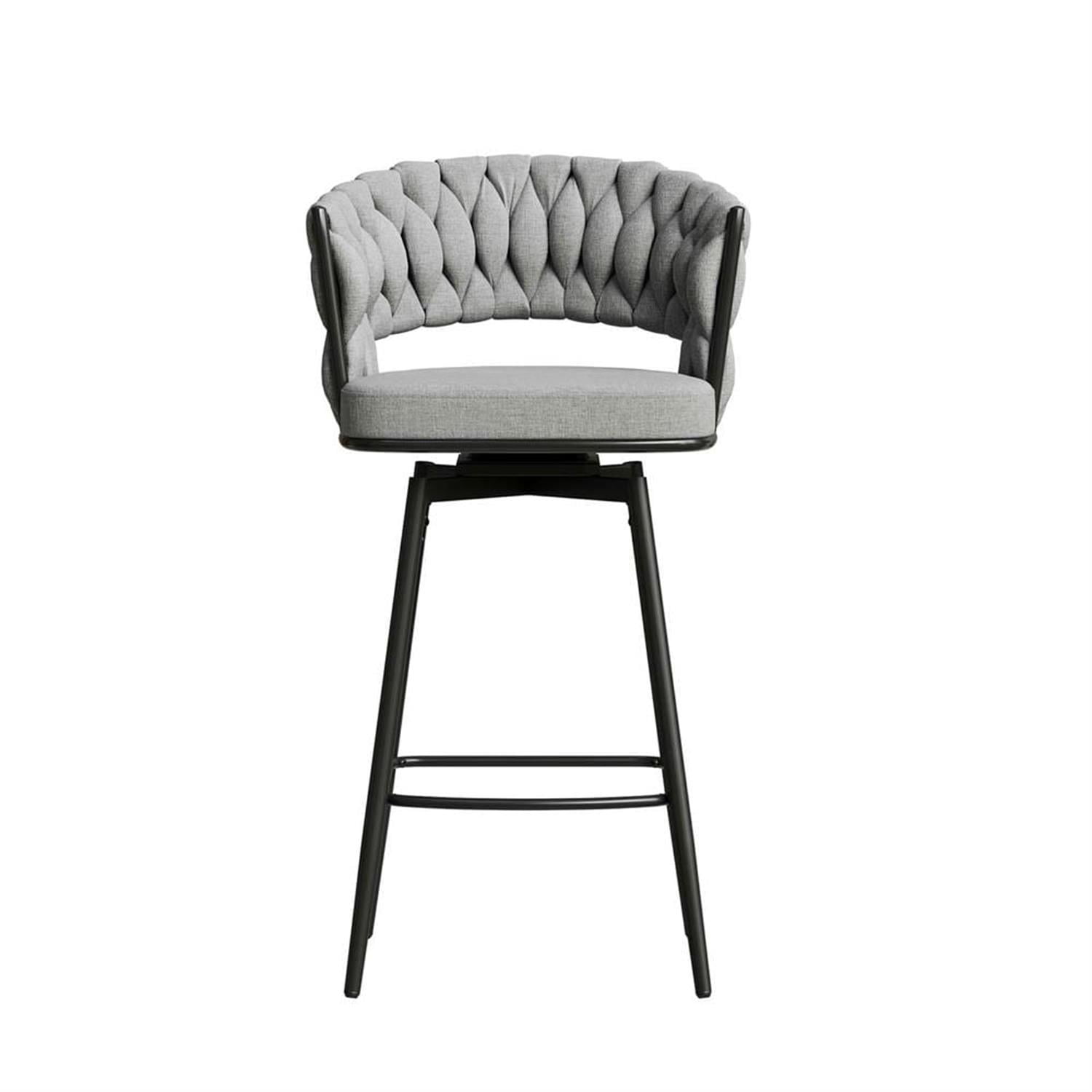 Demi Bonn 35" Counter Height Bar Stools Set of 2, Swivel Barstools with Soft Cushioned Back, Kitchen Island Countertop Chairs for Dining Room, Gray