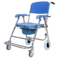 thumbnail image 3 of Commode de Chevet avec Roues, Commode de Douche Pliante pour Fauteuil Roulant, Chaise de Douche pour Personnes Âgées et Handicapées, Chaise de Toilette Roulante Imperméable avec Accoudoirs et Dossier, 3 of 8