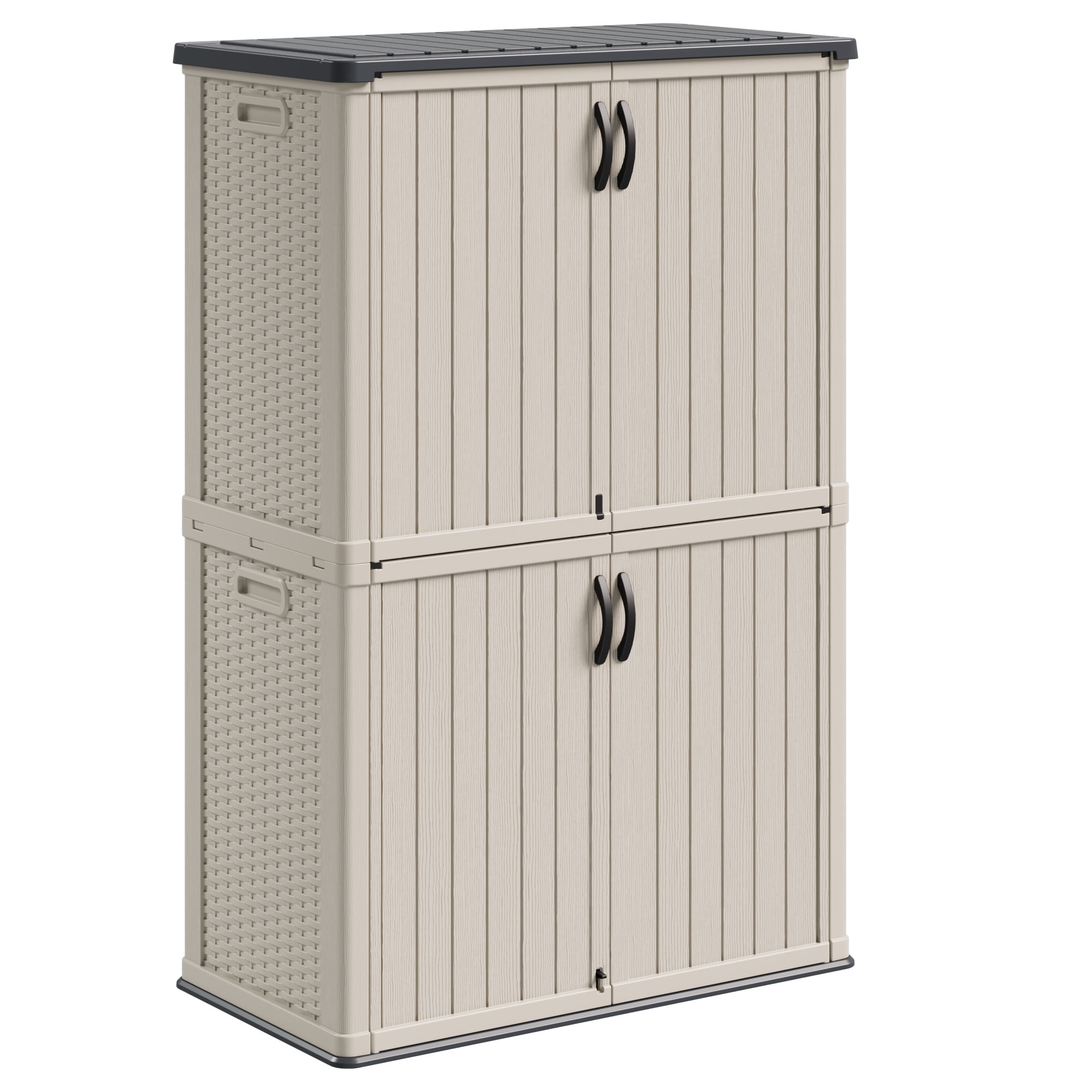 Homall 50 Cu.ft Resin Outdoor Storage Shed - Waterproof, Lockable & Sturdy Floor for Patio/Garden, Beige