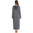 thumbnail image 5 of AherBiu Womens Pajamas Robe Zip up Hooded Long Sleeve Oversized Sleepwear Long Dress with Pockets, 5 of 5