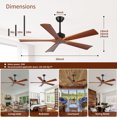 thumbnail image 6 of Eowynic 60 Inch Modern Black Ceiling Fans with No Light Remote Control, 5 Wood Blades, Reversible DC Motor, 6-Speed,3 Downrods, Indoor Outdoor Ceiling Fan without Light for Patios, 6 of 8