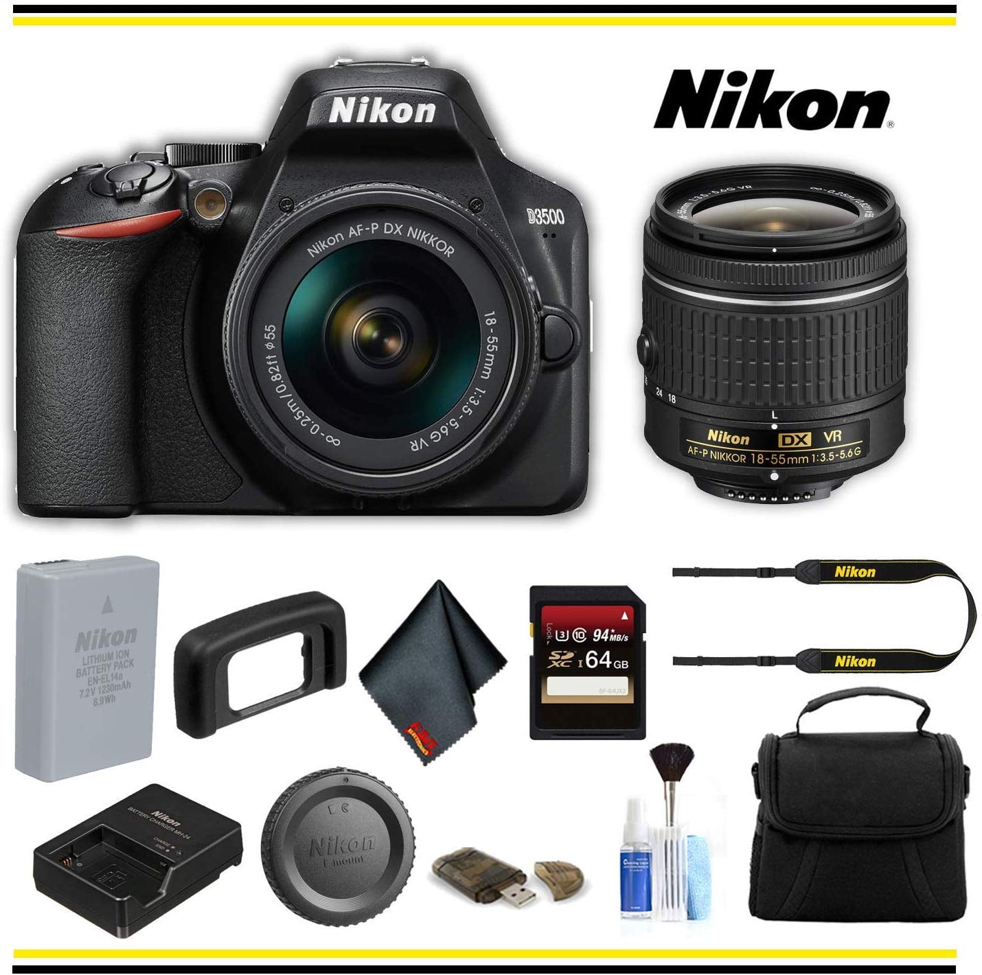 Refurbished Nikon 1590 D3500 DSLR Camera with 1855mm Lens Starter