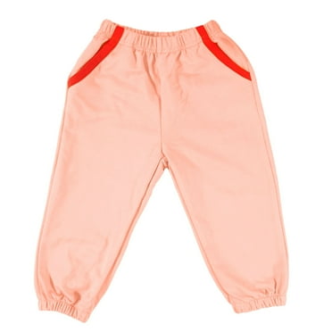 CYRBOKO Toddler Girls Sweatpants, Elastic Waist Cotton Fall Loose Joggers with Pockets Pink Size 2-10 T