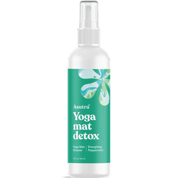 Asutra, Natural Organic Yoga Mat Cleaner with Microfiber Towel; Energizing Peppermint, 4 oz. Bottle
