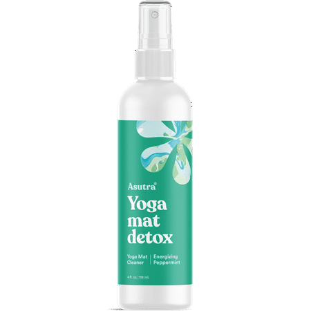 Asutra, Natural Organic Yoga Mat Cleaner with Microfiber Towel; Energizing Peppermint, 4 oz.