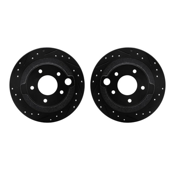 Dynamic Friction Company Rear Brake Rotors-Drilled and Slotted-Black 8002-80076
