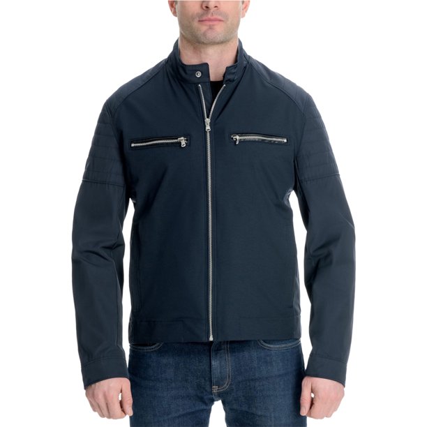 Michael Kors - Chaqueta de motociclista actualizada para hombre, azul, extragrande