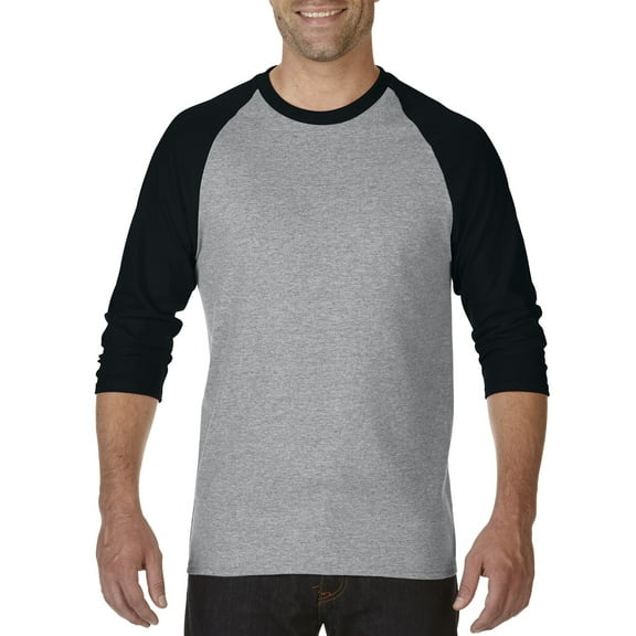 Gildan Heavy 3/4 Sleeve GryBlk