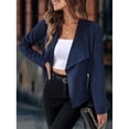 thumbnail image 6 of Women's Faux Suede Jacket Fashion Autumn Long Sleeve Front Opening Cropped Coat, 6 of 8