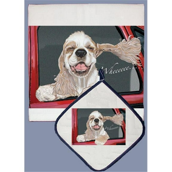 Pipsqueak Productions DP539 Dish Towel and Pot Holder Set - Cocker Spaniel