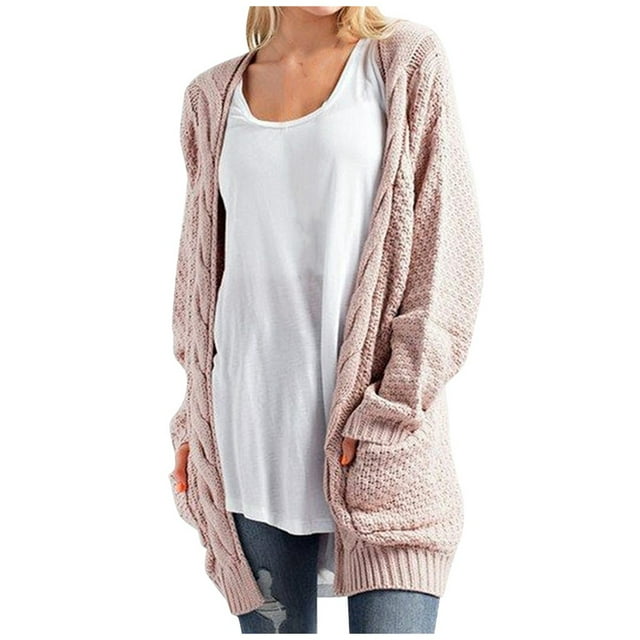 Long Sweater Cardigan Women Fashion Women Long Sleeve Knit Winter Cardigan Sweater Solid Color Coat Long Sleeve Cardigan for Women Cardigan Sweater Long Cardigan for Women