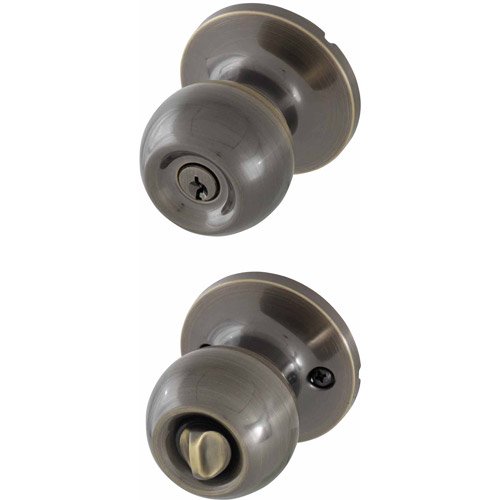 Honeywell Ball Knob Entry Door Lock, Antique Brass
