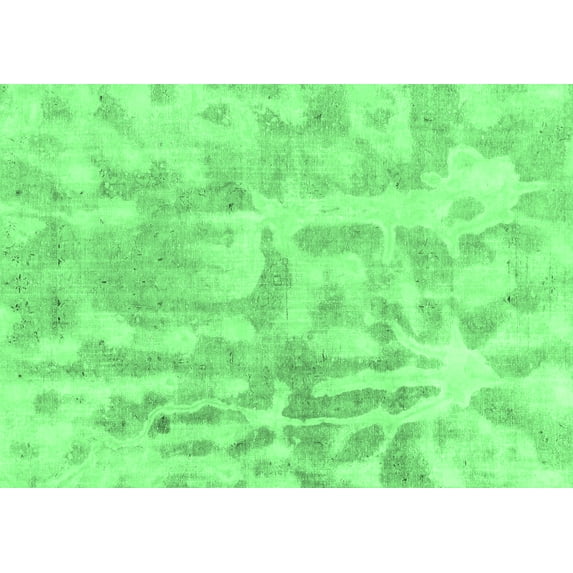 Ahgly Company Indoor Rectangle Abstract Emerald Green Modern Area Rugs, 2' x 4'