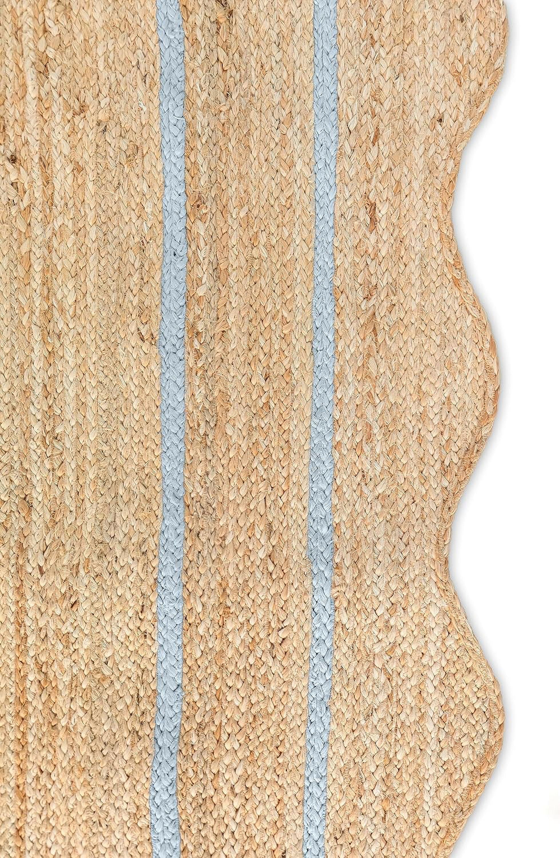 Weaving Village Wave Scalloped Natural Jute Rug Boho Jute Rug Entryway Runner Rug Farmhouse Scallop Rug, Gray (2'6"x18')