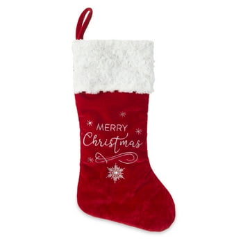 Holiday Time 20inch Velvet Christmas Stocking, Burdy Color