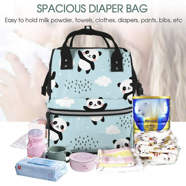Pofeuu Cute Panda Bear Print Diaper Bag Backpack, Multifunction