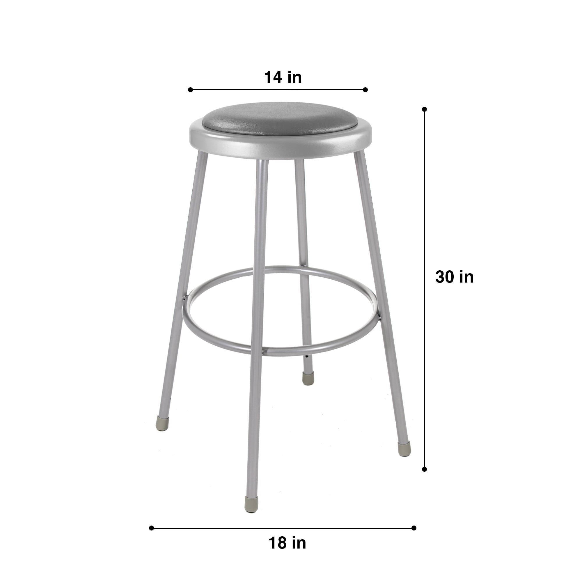 Hampden Furnishings Otto Collection 30" Vinyl Padded Science Stool, Grey, Pack of 2