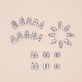 24PCS Almond Press on Nails Short Purple Flower Fake Nails with Design