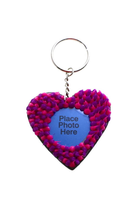 Squishy Spike Heart Split-Ring-Keychain Purple/Pink