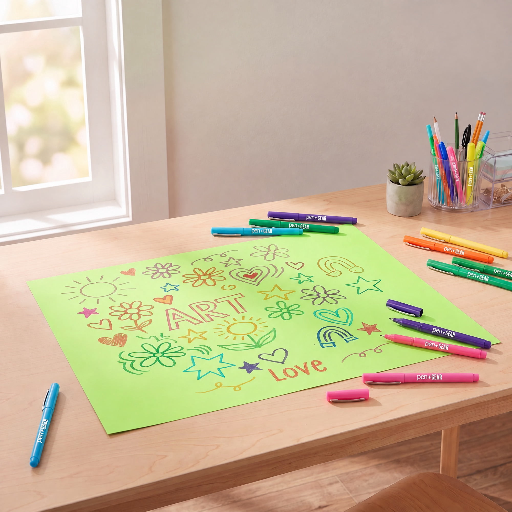 pen+GEAR Heavyweight Colorburst Dual Color Neon Green/Neon Yellow Poster Board, 22"x28", single sheet