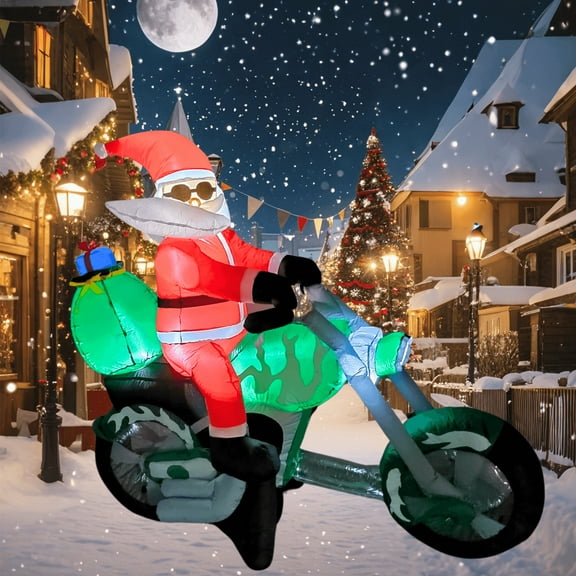6FT Christmas Inflatable Santa Claus with Motorcycle Outdoor Decoration